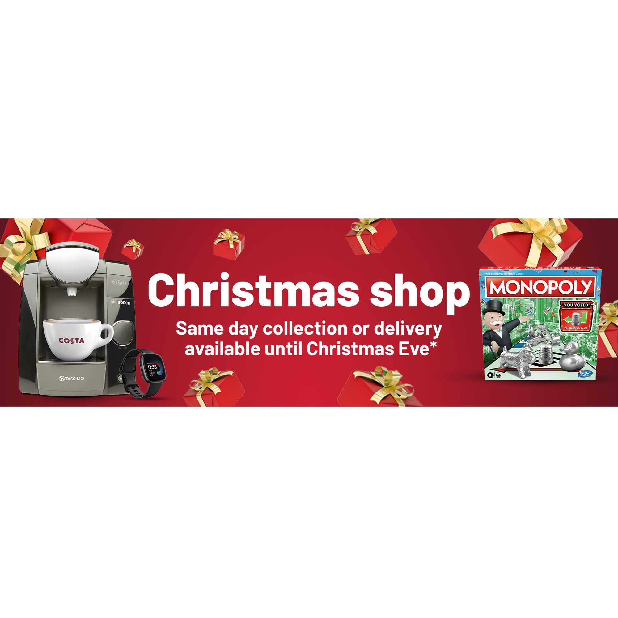 Christmas shop. Same day collection or delivery available until Christmas Eve*