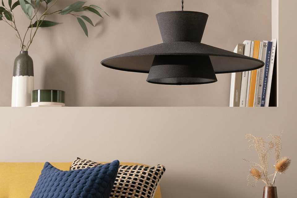 Habitat Otto Black Raffia Easy Fit 2 Tier Lampshade - 50cm.