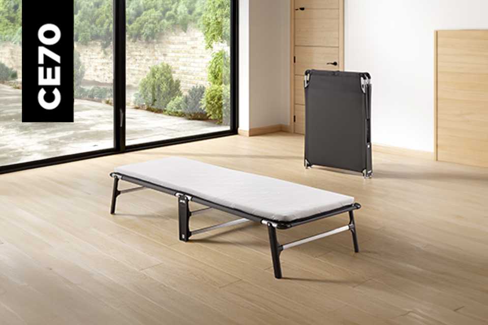 Jay-Be® single compact folding bed with mattress.