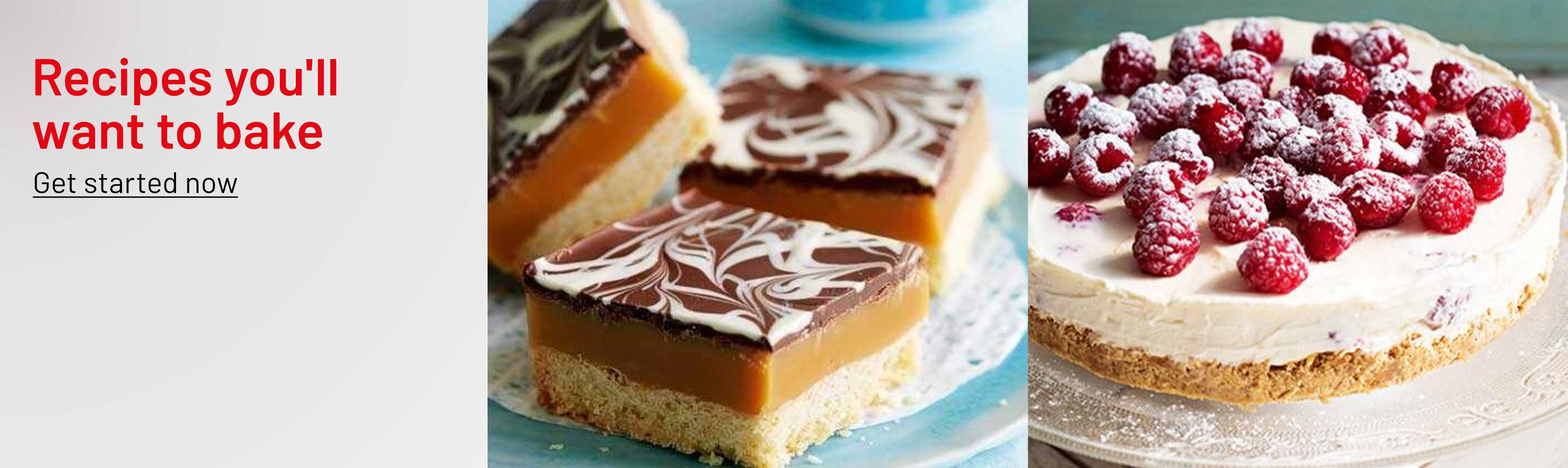 A banner depicting several sweet and savoury baked foods.