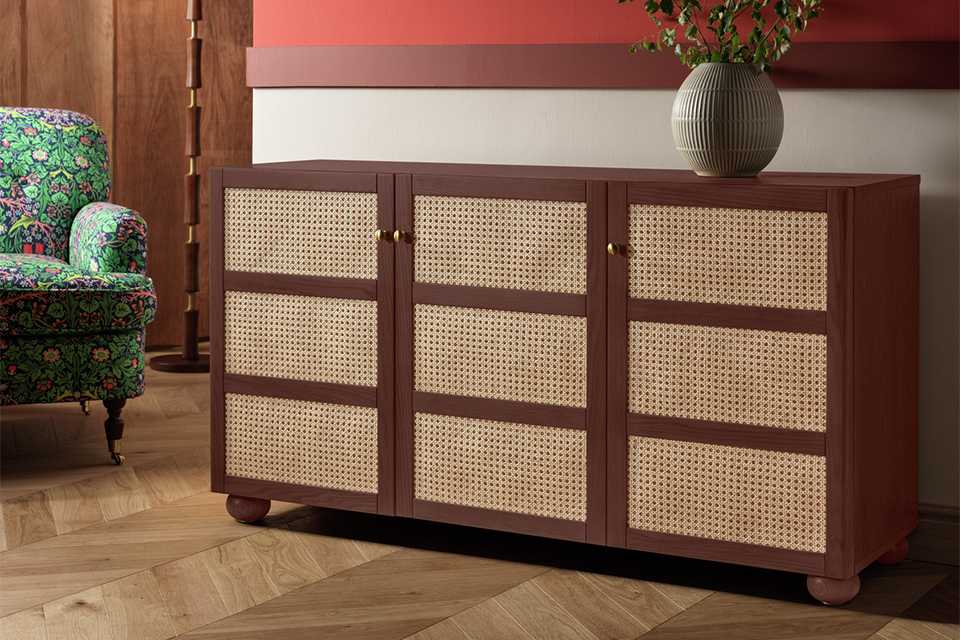 Rattan wooden sidebaord.