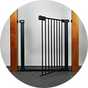 A black baby safety gate.