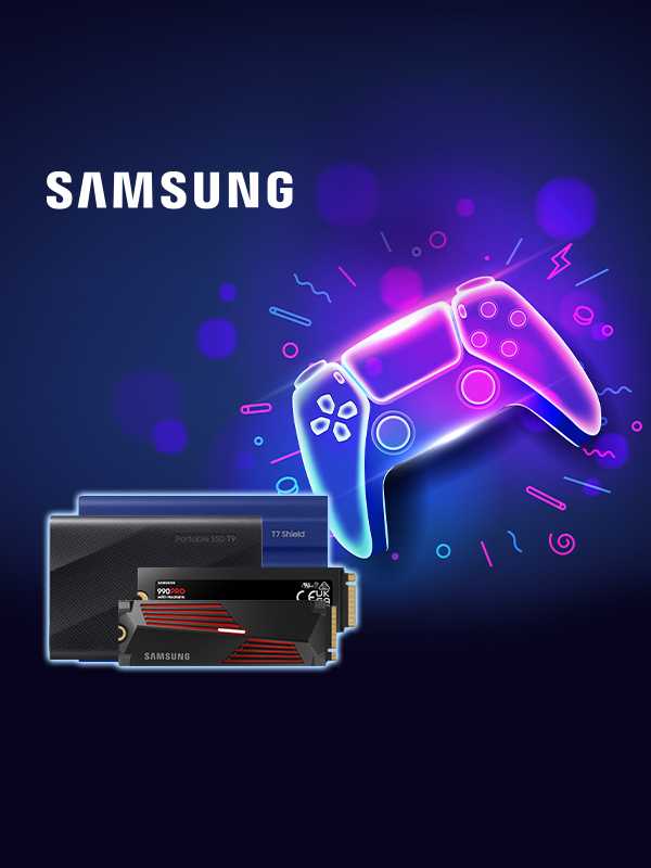 Boost your performance with Samsung SSD storage. Level up your gaming experience with fast load times and seamless gameplay.