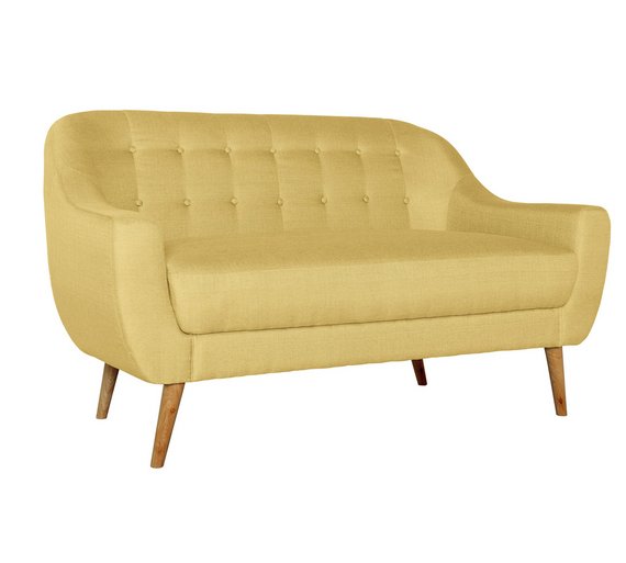 Buy Hygena Lexie Retro 2 Seater Fabric Sofa Lemon Yellow at Argos.co.uk Your Online Shop for
