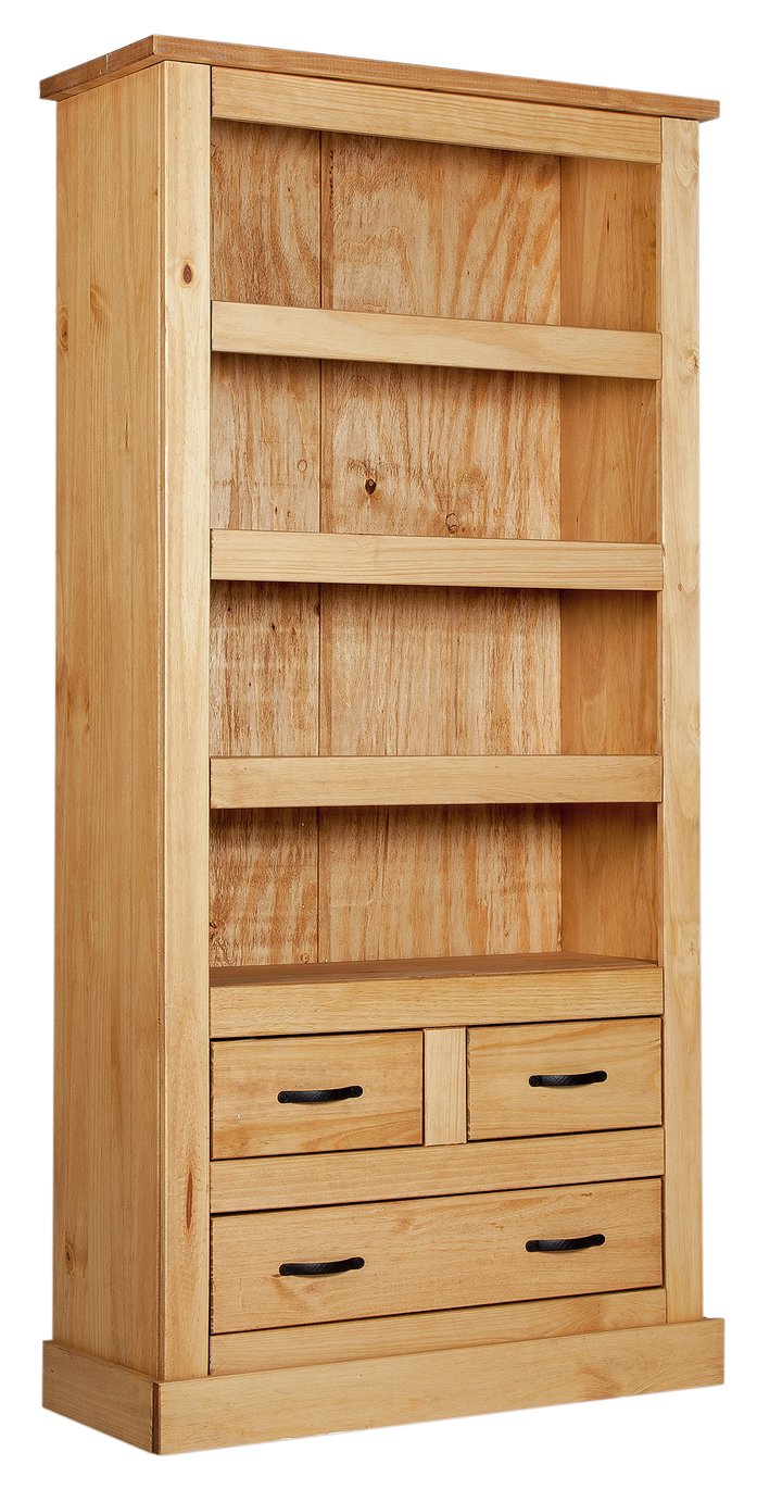 HOME San Diego 3 Shelf 3 Drawer Solid Pine Bookcase review