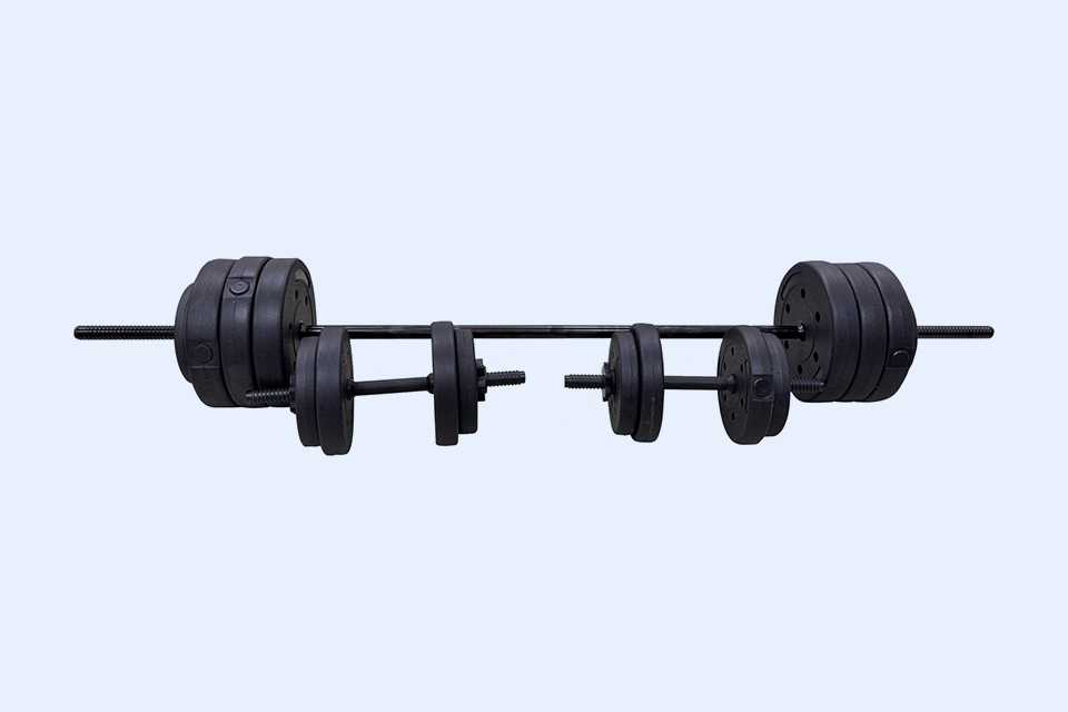 Opti 50kg vinyl dumbbell and barbell set.