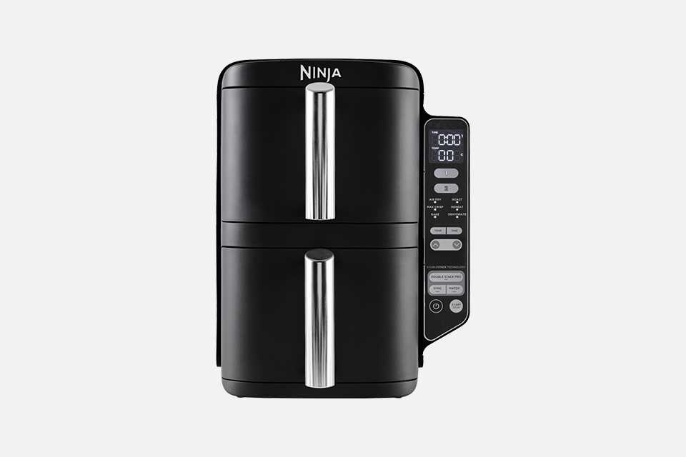 Ninja Double Stack SL300UK 7.6L Air Fryer in black colour.