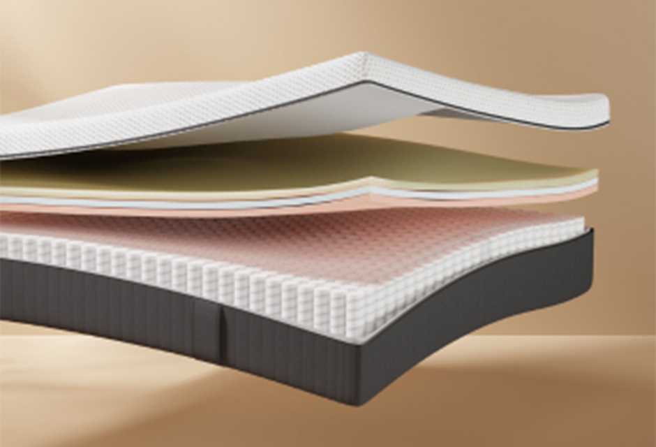 Image of different layers of Emma NextGen Premium Hybrid mattress.