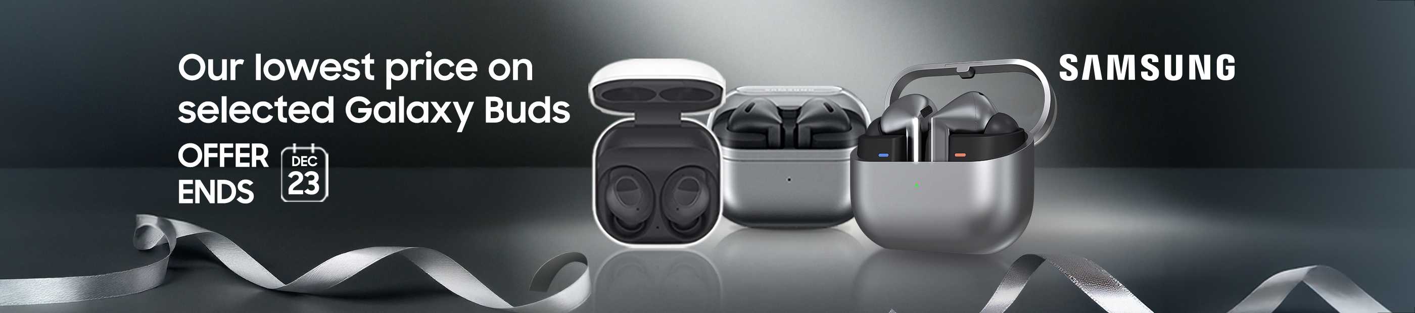 Samsung. Our lowest price on selected Galaxy buds. Offer ends Dec 23.
