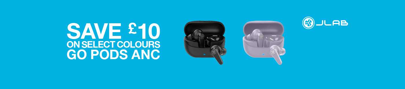 JLab. Save £10 on selected colours Go Pods ANC.