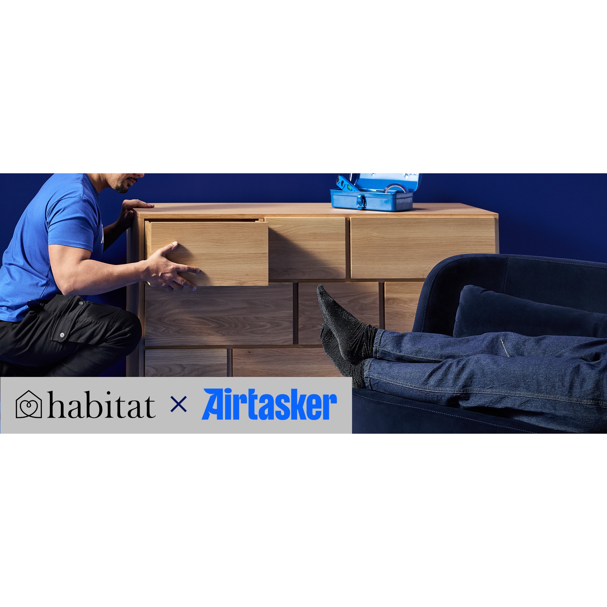 Airtasker man helping to build sheving unit and holiday habitat boxes.