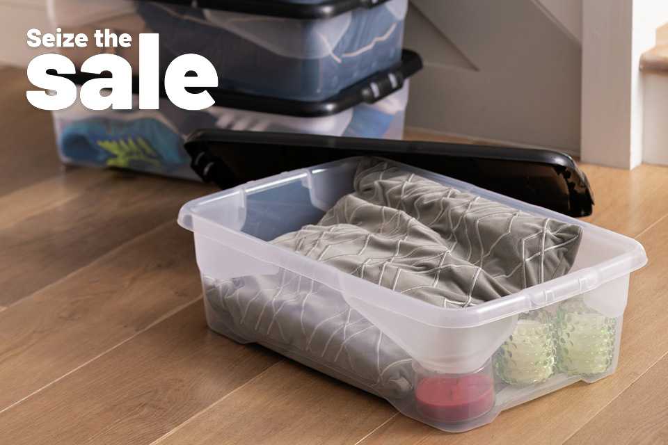 Save up to 1/3 on selected plastic storage. Get organised today.