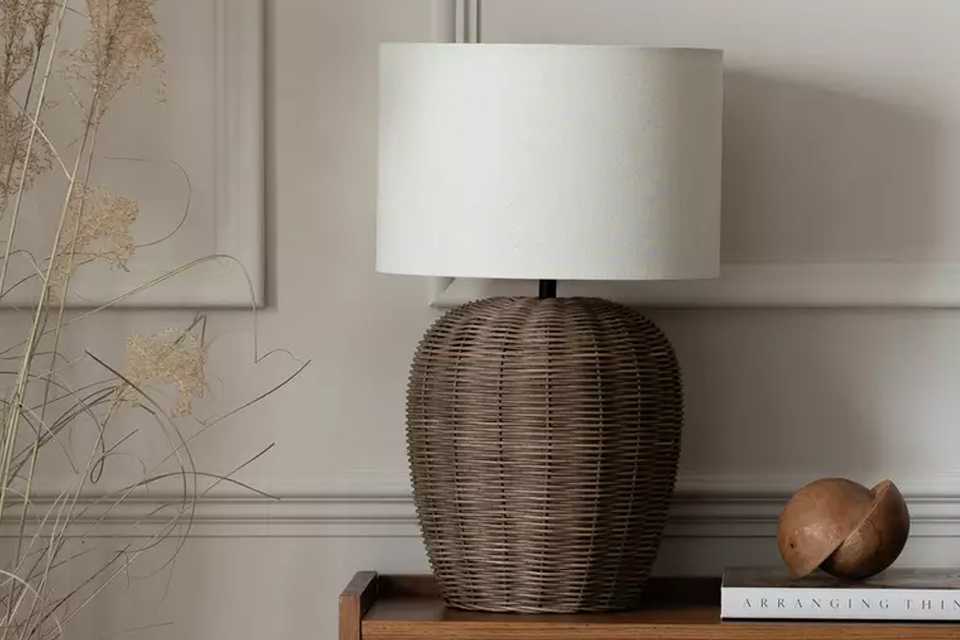 Habitat Wicker Pear 49cm Rattan Table Lamp - Natural.