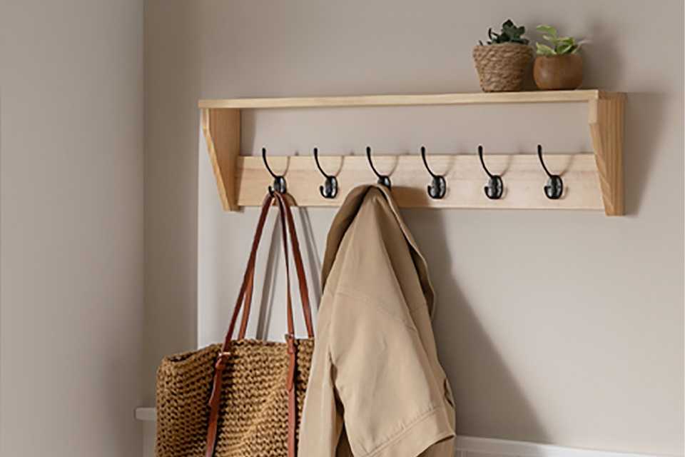 Argos Home Pack of 6 Hooks with Shelf - Natural.