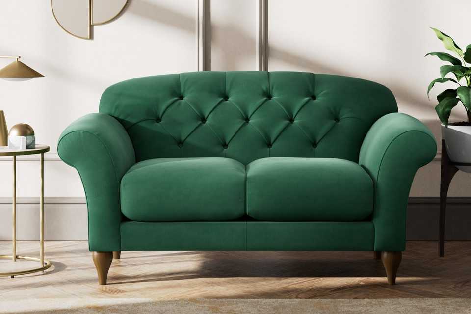 Habitat Brooker Fabric 2 Seater Sofa - Green - Dark Leg.