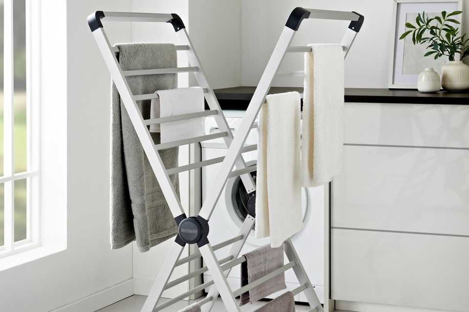 Black + Decker 12.5m X-Frame Folding Heated Clothes Airer.