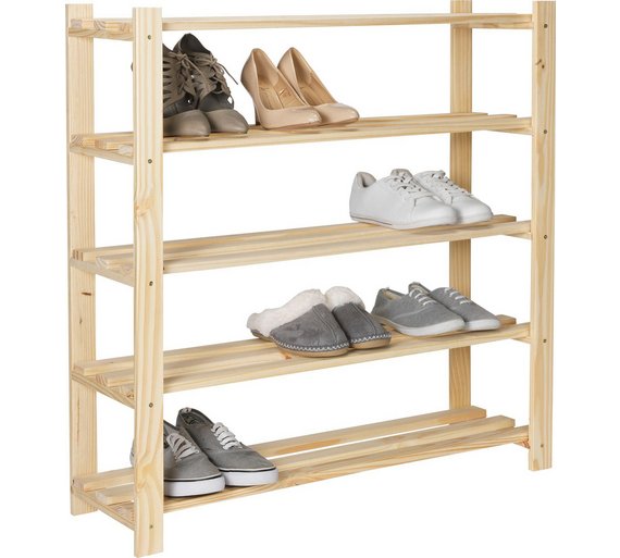 Buy HOME 5 Shelf Shoe Storage Rack Solid Unfinished Pine at Argos.co