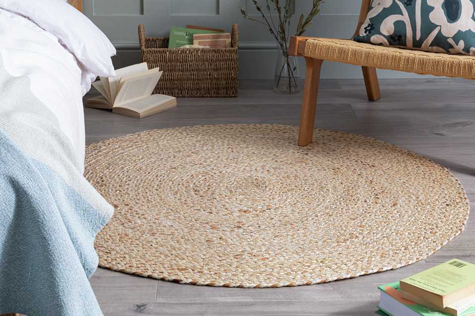 Habitat Braided Round Natural Jute Flatweave Rug - 100cm.