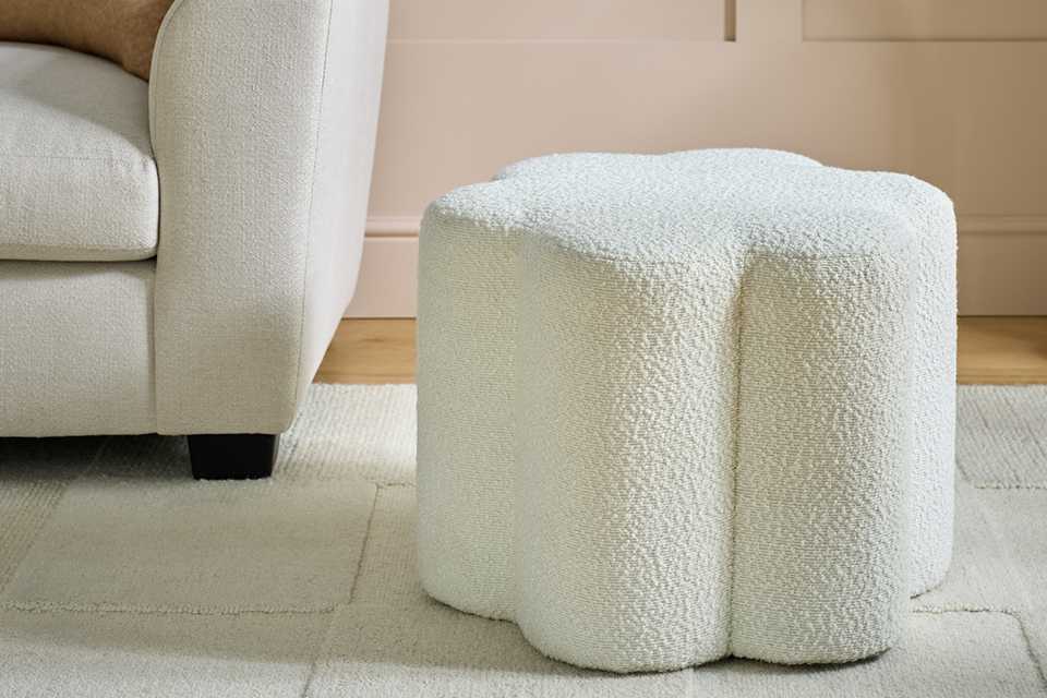 Argos Home Daisy Boucle Footstool - White.