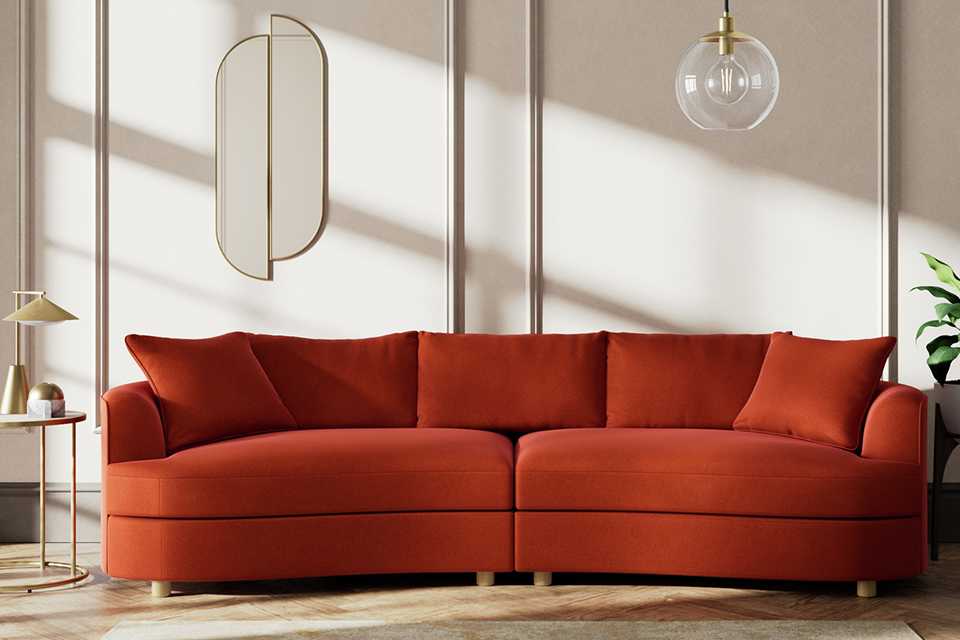 Habitat Sacha Velvet 4 Seater Sofa - Burnt Orange - Ash Leg.