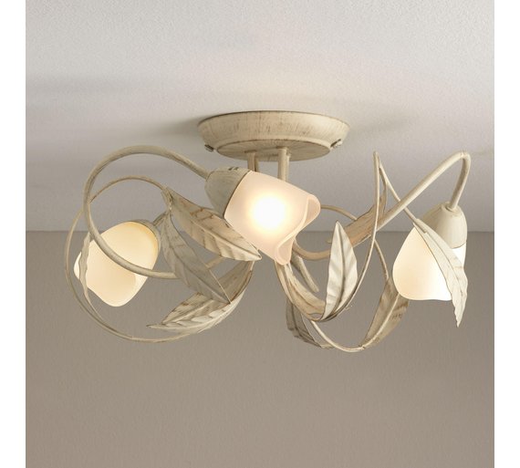 Buy HOME Elana 3 Light Semi Flush Ceiling LightCream/ Gold at Argos.co