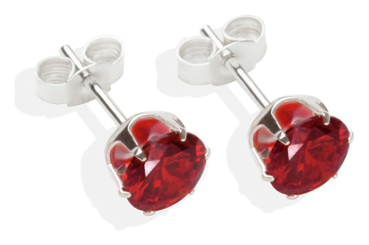 Sterling Silver - Garnet Cubic Zirconia - Stud Earrings - 6mm. Review