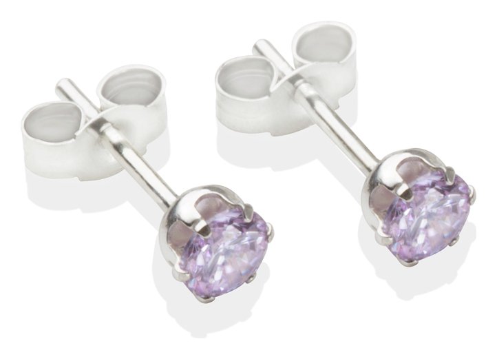 Sterling Silver - Lilac Cubic Zirconia - Stud Earrings - 4mm Review