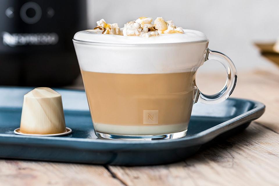 Sweet popcorn cappuccino.