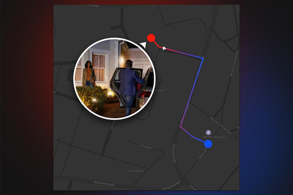 Map of users returning home showcasing geofencing functionality.