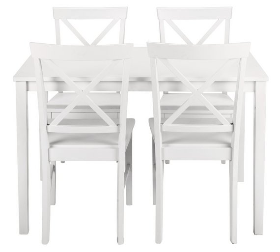 Buy HOME Jessie Dining Table and 4 Solid Wood Chairs White at Argos