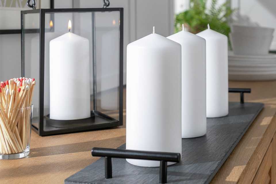 Habitat Large Pillar Unscented Candle - Pack of 4.
