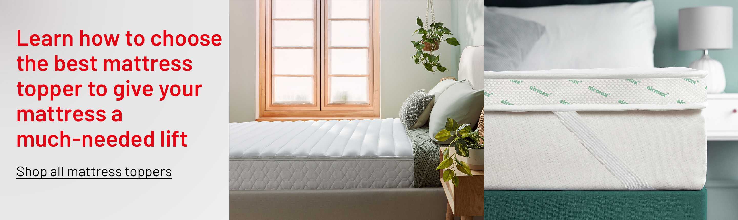 A banner depicting a collage of Silentnight Anti-Allergy Mattress Topper - Single and Silentnight Airmax Anti-Allergy Mattress Topper - Single.