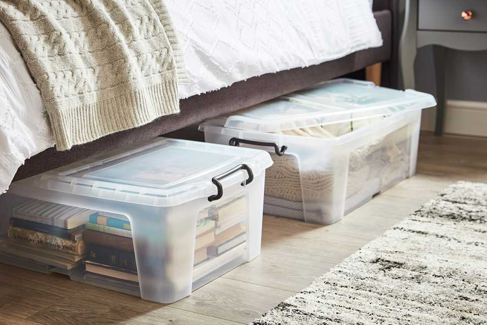 Strata Smart 2 x 50L Underbed Recycled Plastic Storage Boxes.
