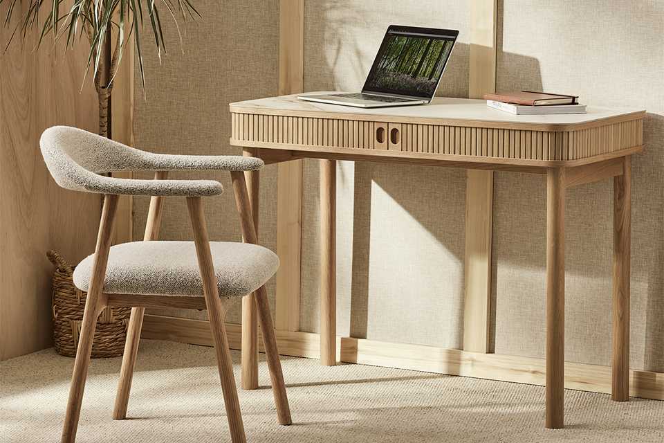 Habitat Lex Console Desk - Marble Effect.