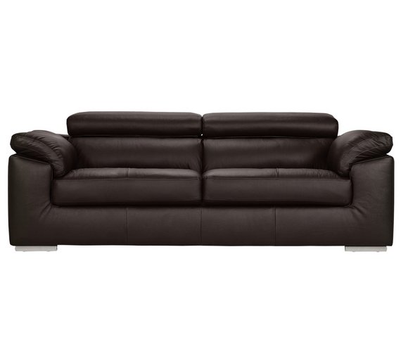 Buy Hygena Valencia 3 Seater Leather Sofa Chocolate at Argos.co.uk