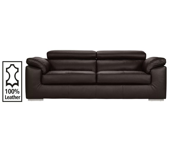 Buy Hygena Valencia 3 Seater Leather Sofa Chocolate at Argos.co.uk