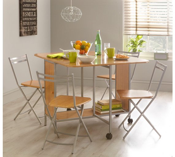 Buy HOME Butterfly Ext Rec Dining Table & 4 Folding Chairs at Argos.co