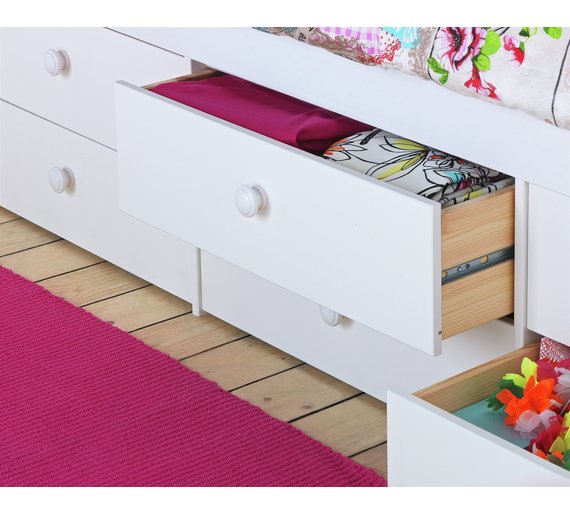 Buy Collection Lennox 6 Drawer Cabin Bed & Ashley MattressWhite at