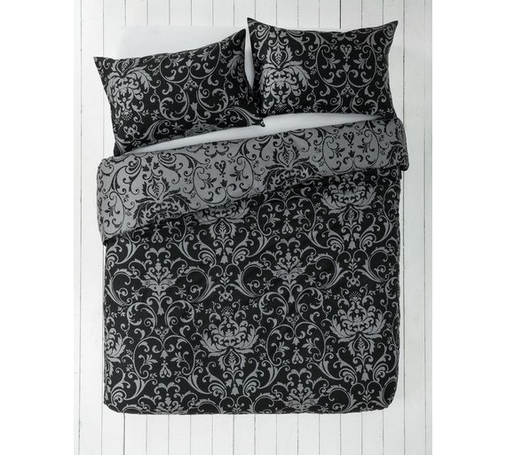 Buy HOME Black and Grey Damask Bedding Set Kingsize at Argos.co.uk