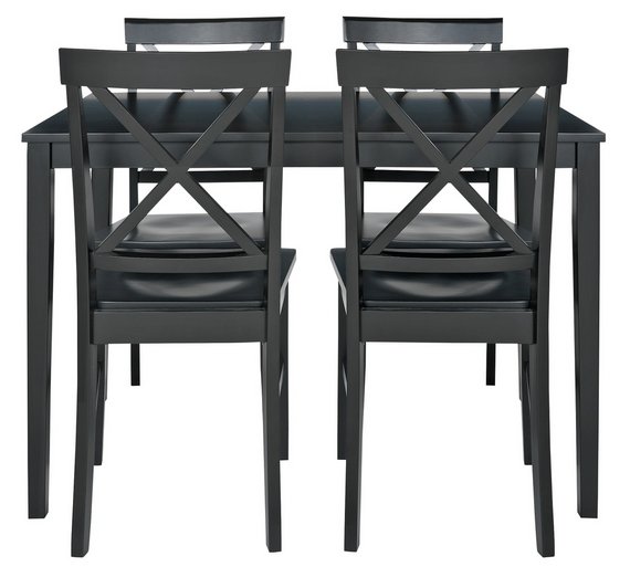 Buy HOME Jessie Dining Table and 4 Solid Wood Chairs Black at Argos
