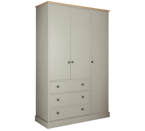Buy Collection Kensington 3Dr 3Drw WardrobeSoft Grey/Oak Effect at