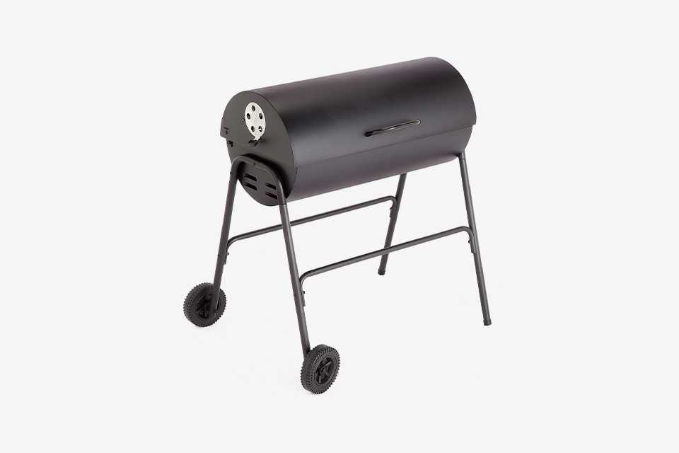 Argos Home Drum Charcoal BBQ With Cover & Utensils.