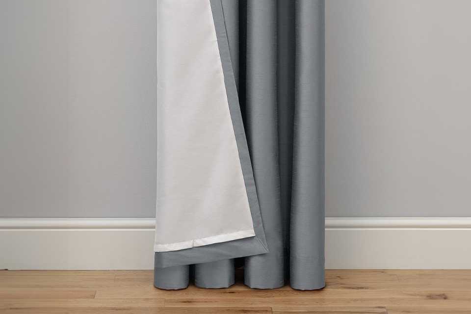 Habitat Faux Silk Fully Lined Eyelet Curtains - Dove Grey.