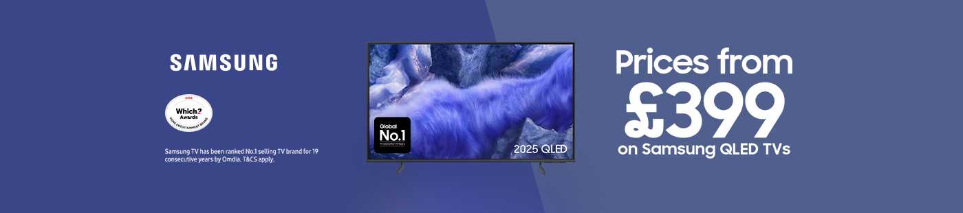 Samsung. price from £399 on Samsung QLED TVs