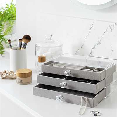 Argos Home Transparent Perspex Three Drawer Jewellery Box.