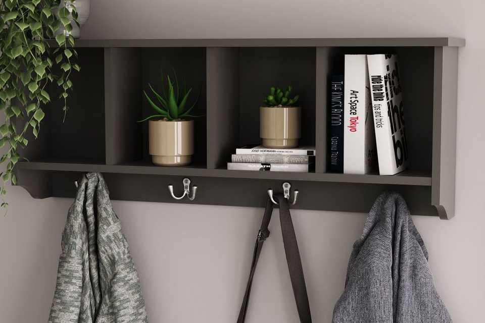 GFW Kempton 92cm Wall Rack - Grey.
