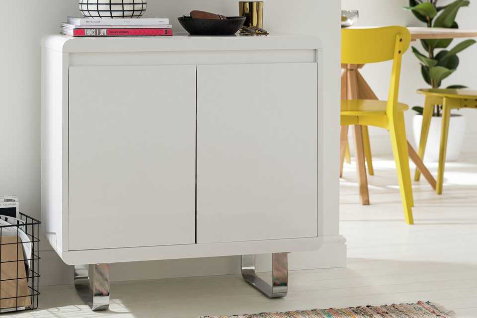 Argos Home Sleigh 2 Door Sideboard - White Gloss.