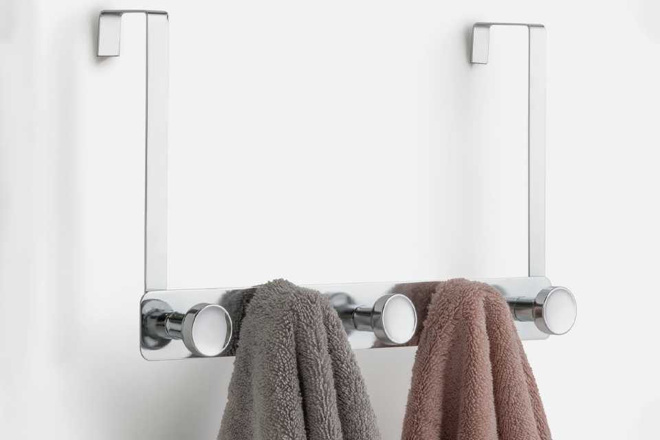 Argos Home Over Door Pack of 5 Round Hooks - Chrome.