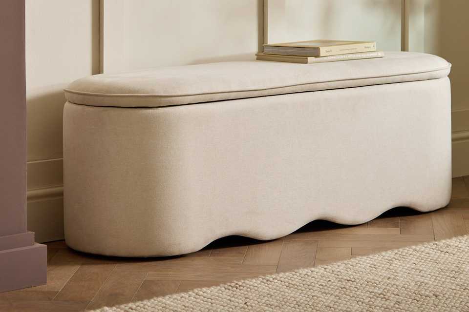 Habitat Onda Large Fabric Ottoman - Natural.