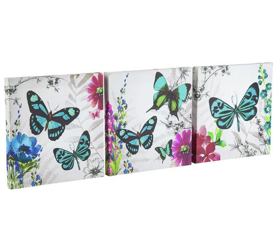 Buy Collection Exotic Butterflies Canvas Set of 3 at Argos.co.uk
